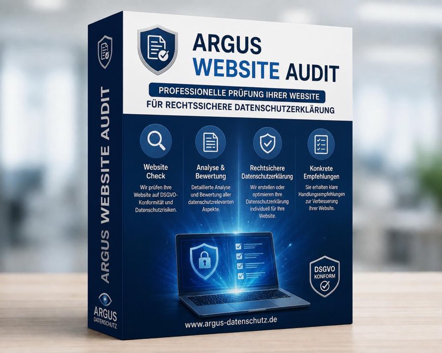 ARGUS Website Audit: Prüfung der Website auf DSGVO-Konformität inklusive rechtssicherer Datenschutzerklärung